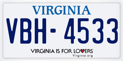 VA license plate VBH4533