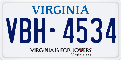 VA license plate VBH4534