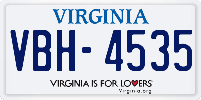 VA license plate VBH4535