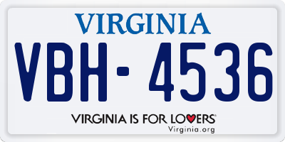 VA license plate VBH4536