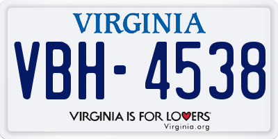 VA license plate VBH4538
