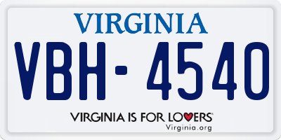 VA license plate VBH4540