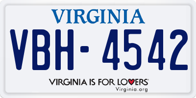 VA license plate VBH4542