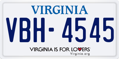 VA license plate VBH4545