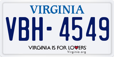 VA license plate VBH4549