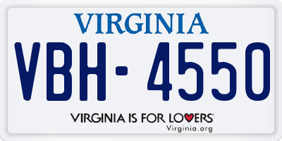 VA license plate VBH4550
