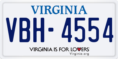VA license plate VBH4554