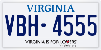 VA license plate VBH4555