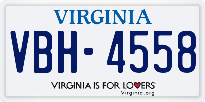 VA license plate VBH4558