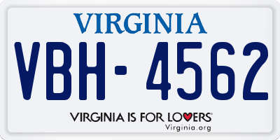 VA license plate VBH4562