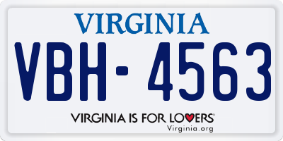 VA license plate VBH4563