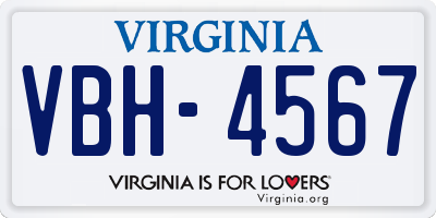 VA license plate VBH4567