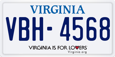 VA license plate VBH4568