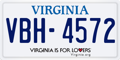 VA license plate VBH4572