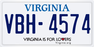 VA license plate VBH4574