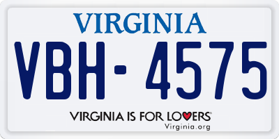 VA license plate VBH4575