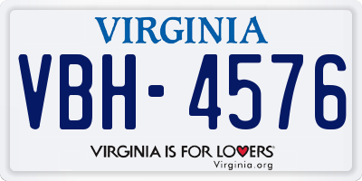 VA license plate VBH4576