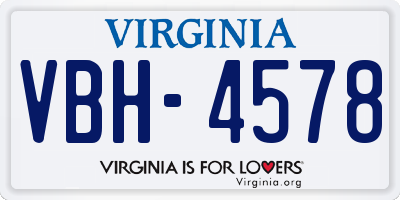 VA license plate VBH4578