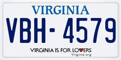 VA license plate VBH4579