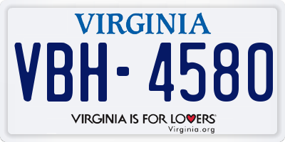 VA license plate VBH4580