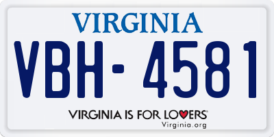 VA license plate VBH4581