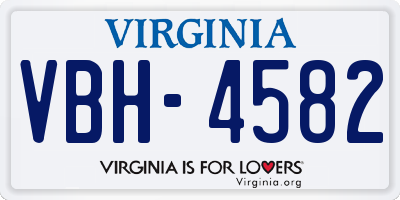 VA license plate VBH4582