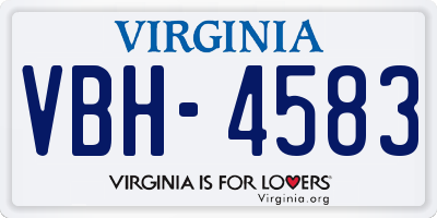 VA license plate VBH4583