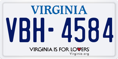 VA license plate VBH4584
