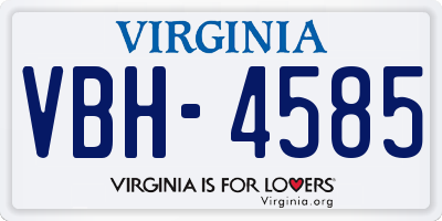VA license plate VBH4585