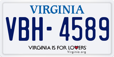 VA license plate VBH4589