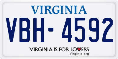 VA license plate VBH4592