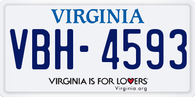 VA license plate VBH4593
