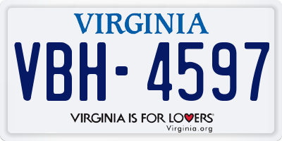 VA license plate VBH4597
