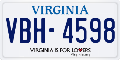 VA license plate VBH4598