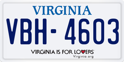 VA license plate VBH4603