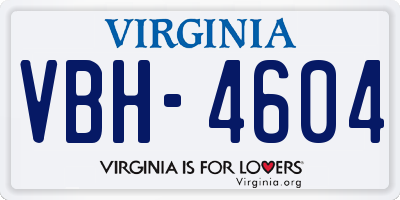 VA license plate VBH4604