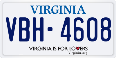 VA license plate VBH4608