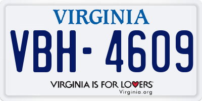 VA license plate VBH4609