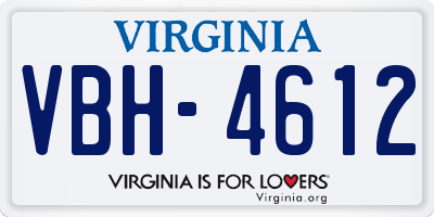 VA license plate VBH4612