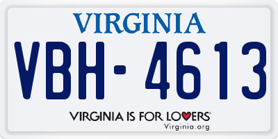 VA license plate VBH4613