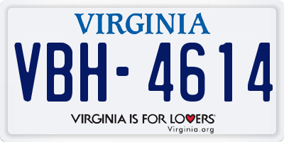 VA license plate VBH4614