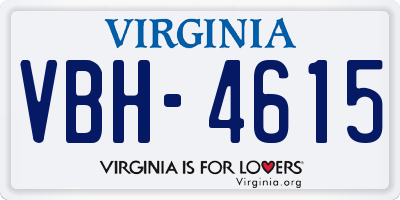 VA license plate VBH4615