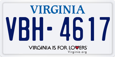 VA license plate VBH4617