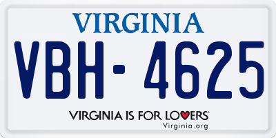 VA license plate VBH4625