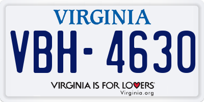 VA license plate VBH4630