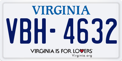 VA license plate VBH4632