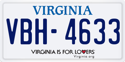 VA license plate VBH4633