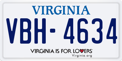 VA license plate VBH4634