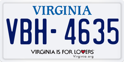 VA license plate VBH4635