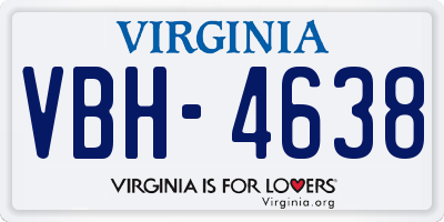 VA license plate VBH4638